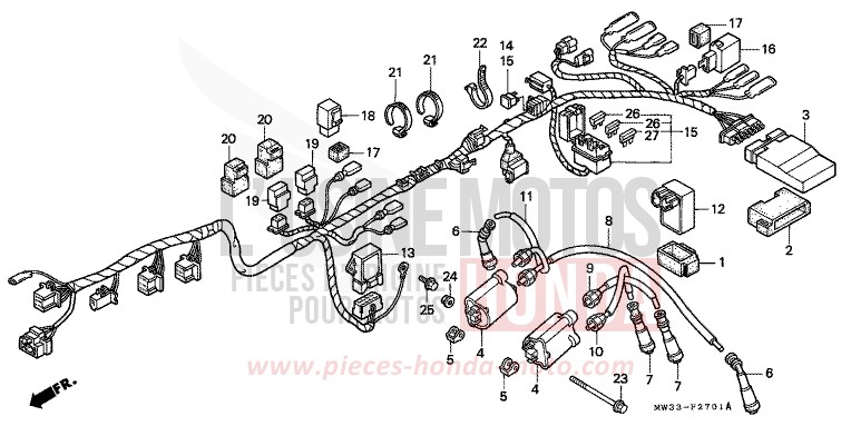WIRE HARNESS (CB750F2) for CB Seven Fifty BLACK (NH1F) from 1992